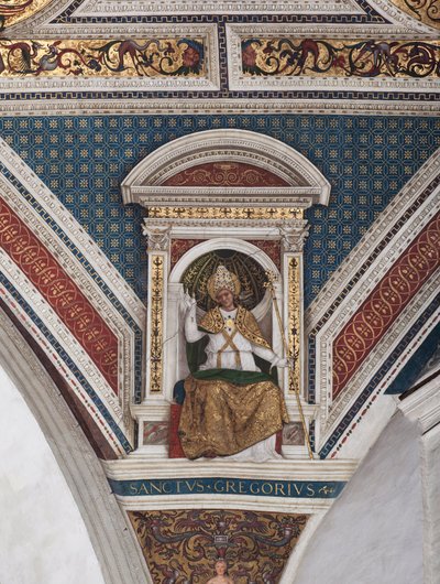 St. Gregorius de Grote, detail van de Kerkleraren (fresco) door Bernardino di Betto Pinturicchio