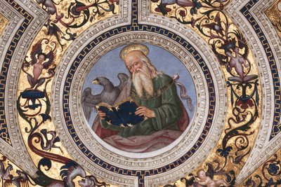 Sint Johannes de Evangelist, detail (fresco) door Bernardino di Betto Pinturicchio