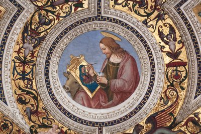 St. Lucas, detail van De Vier Evangelisten (fresco) door Bernardino di Betto Pinturicchio