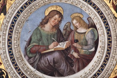 Sint Matteüs, detail van De Vier Evangelisten (fresco) door Bernardino di Betto Pinturicchio