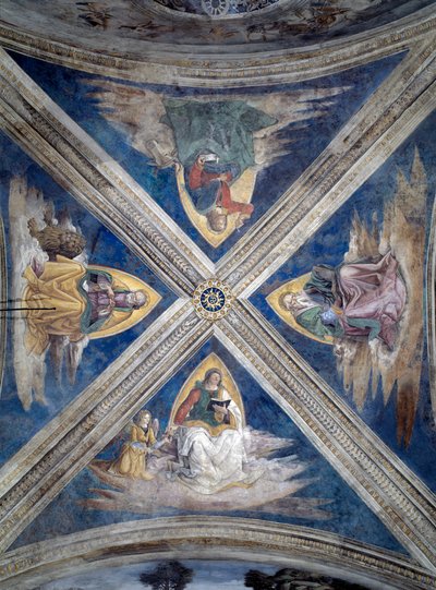 Verhaal van Sint Bernardin, de evangelisten (Tetramorf) (fresco, ca. 1486) door Bernardino di Betto Pinturicchio