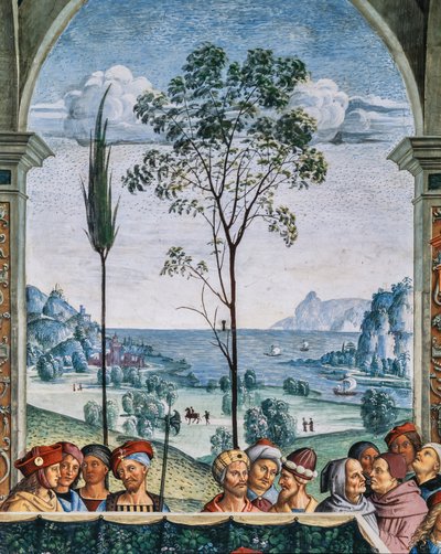 De Piccolomini Bibliotheek, zuidwestmuur: "Pius II zit de Rijksdag van Mantua voor, 1 juni" door Bernardino di Betto Pinturicchio