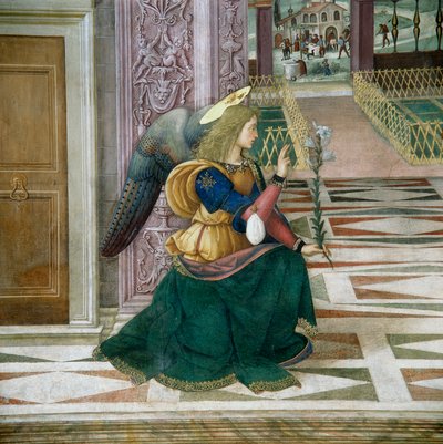 De aartsengel Gabriël (detail) door Bernardino di Betto Pinturicchio