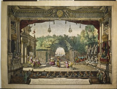 Ballet Le Turc Généreux in het Weense Burgtheater, 1758 door Bernardo Bellotto