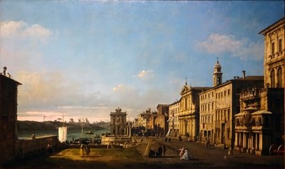 Bernardo Bellotto - Ansicht der Via di Ripetta in Rom, 1742-1744 door Bernardo Bellotto
