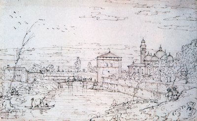 Brug over de rivier en Santa Giustina, ca. 1740-1780 door Bernardo Bellotto
