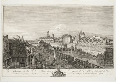 Buitenaanzicht van de Italiaanse poort van de vestingwerken van de stad Dresden door Bernardo Bellotto