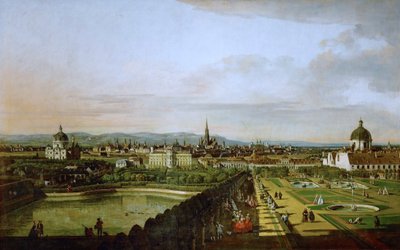 Duits: Wien, vom Belvedere aus gesehen Uitzicht op Wenen vanaf Belvedere door Bernardo Bellotto