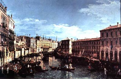 Grote Kanaal, Venetië, kijkend naar het zuiden naar de Rialtobrug door Bernardo Bellotto