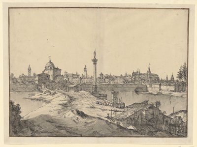 Denkbeeldig gezicht op Padua door Bernardo Bellotto