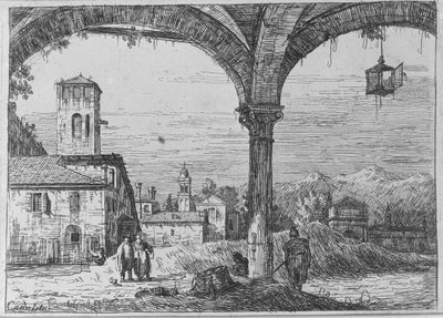 Landschap - Gezicht op Padua vanaf de vesting door Bernardo Bellotto