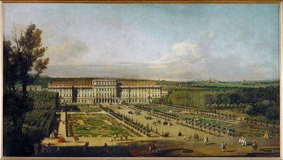 Kasteel Schönbrunn in Wenen, Oostenrijk, gezien vanuit de tuinen ... (olieverf op doek) door Bernardo Bellotto