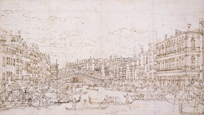 Het Grote Kanaal, Venetië, met de Rialtobrug vanuit het Zuiden door Bernardo Bellotto