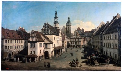 De markt in Pirna door Bernardo Bellotto