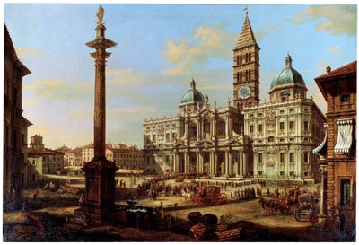 Het plein en de kerk van Santa Maria Maggiore in Rome, 1739 door Bernardo Bellotto