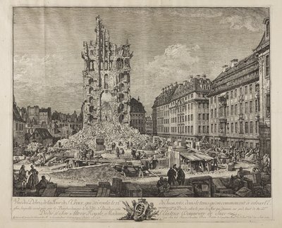 De Ruïnes van de Oude Kreuzkirche, Dresden door Bernardo Bellotto