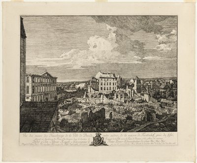 De ruïnes van de Pirnaischer buitenwijk met het Palais Fürstenhof door Bernardo Bellotto
