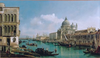 Uitzicht op het Canal Grande: Santa Maria della Salute en de Dogana vanaf Campo Santa Maria Zobenigo door Bernardo Bellotto