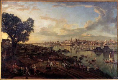 Zicht op de stad Warschau vanuit de voorstad van Praag door Bernardo Bellotto