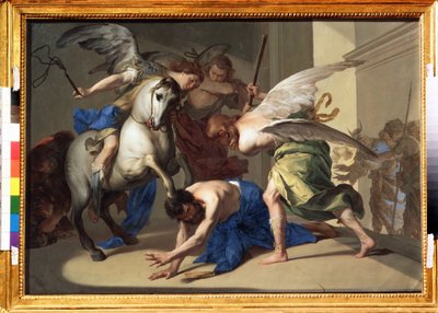 De verdrijving van Heliodorus uit de tempel door Bernardo Cavallino