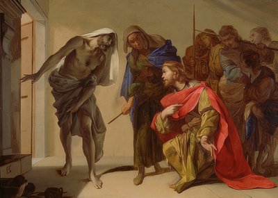 Saul en de heks van Endor door Bernardo Cavallino