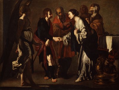 De verloving van Tobias en Sara door Bernardo Cavallino