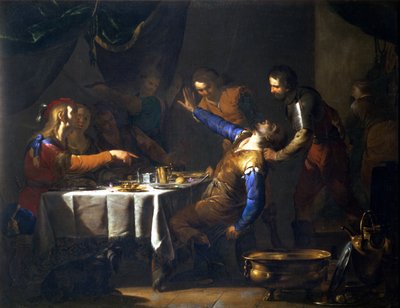 De moord op Amnon door zijn broer Absalom door Bernardo Cavallino
