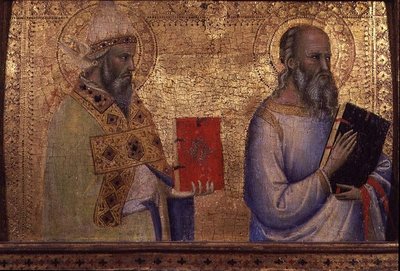 Sint Gregorius de Grote en een onidentificeerbare heilige door Bernardo Daddi