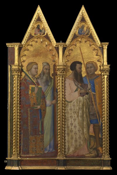 Heiligen Bartholomeus en Joris (linker paneel) (recto) door Bernardo Daddi