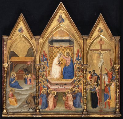 Triptychon (Geburt Christi; Marienkrönung; Kreuzigung) door Bernardo Daddi