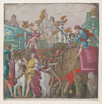 Blad 5: Olifanten, uit De Triomf van Julius Caesar, 1599 door Bernardo Malpizzi