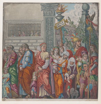 Blad 7: processie, uit De Triomf van Julius Caesar, 1599 door Bernardo Malpizzi