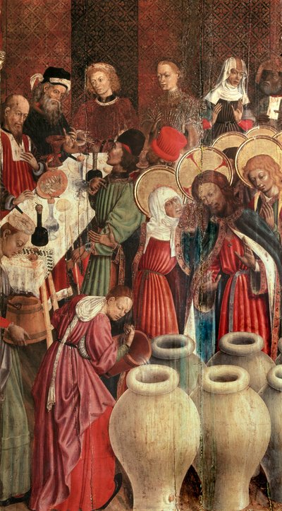 Altaarstuk van de Transfiguratie, detail van de bruiloft van Kana door Bernardo Martorell
