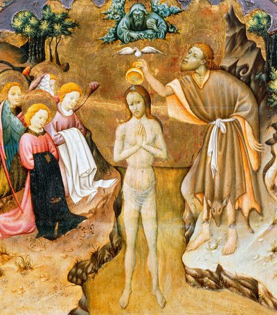 Doop van Christus (detail) door Bernardo Martorell