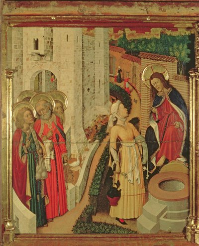 Jezus en de vrouwen van Samaria, van het altaarstuk van de Transfiguratie door Bernardo Martorell