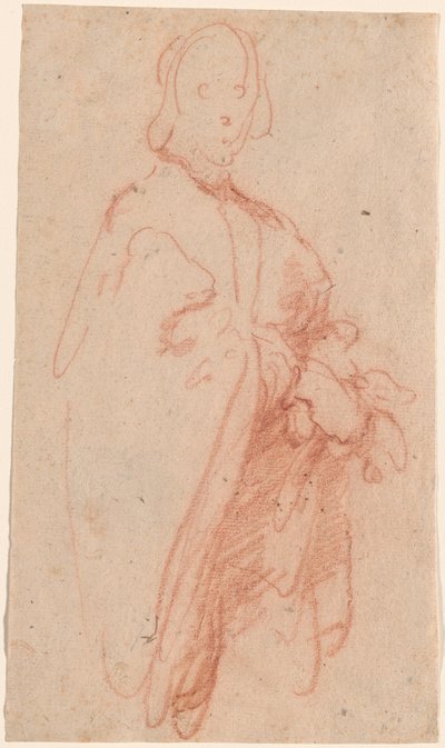 Staande man met mantel en handschoenen door Bernardo Strozzi