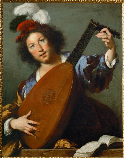 Een luitspeler door Bernardo Strozzi