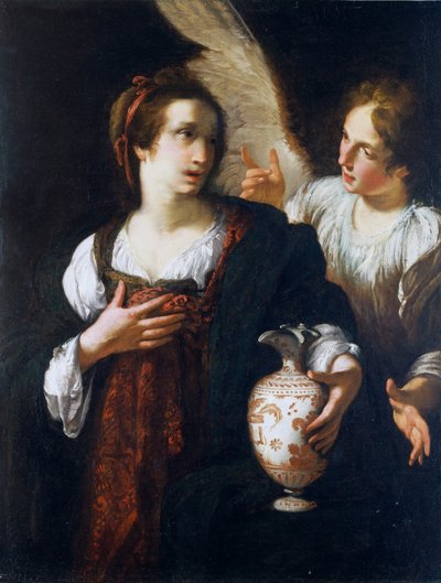 Hagar en de Engel door Bernardo Strozzi