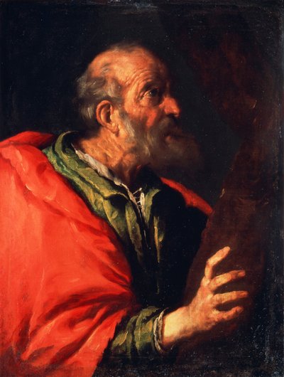 Hoofd van een oude man, de apostel Petrus, 17e eeuw door Bernardo Strozzi
