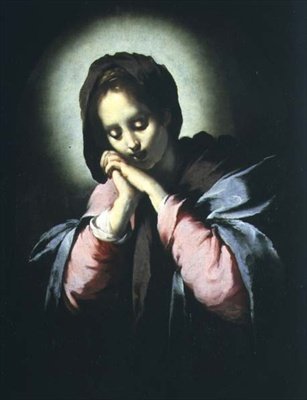 Madonna in aanbidding door Bernardo Strozzi