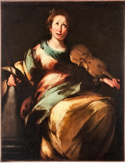 Voorstelling van Sint Cecilia of Allegorie van de Muziek. Schilderij door Bernardo Strozzi door Bernardo Strozzi
