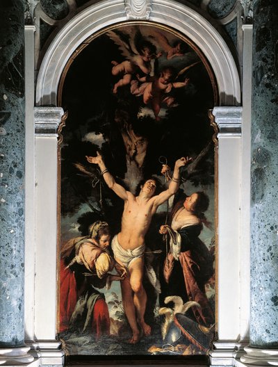 St. Sebastiaan genezen door de heilige vrouwen door Bernardo Strozzi