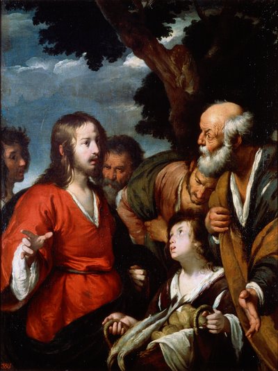 Het wonder van de vijf broden en twee vissen, na 1630 door Bernardo Strozzi