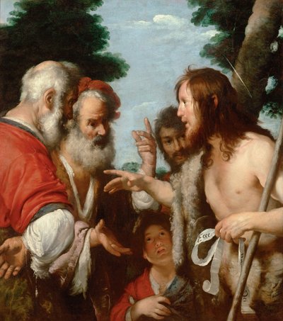 De preek van Johannes de Doper door Bernardo Strozzi