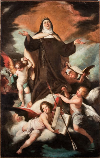 De triomf van Sint-Theresia van Jezus of Avila (1515-1582), Spaanse mysticus en karmeliet (Triomf van Sint-Theresia van Avila) door Bernardo Strozzi