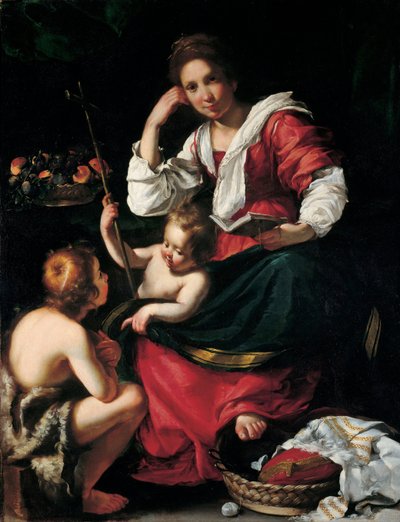 Maagd en kind met Johannes de Doper als jongen, c. 1620 door Bernardo Strozzi