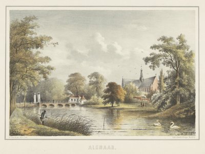 Gezicht op Alkmaar met de Grote Kerk door Bernardus Gerardus ten Berge