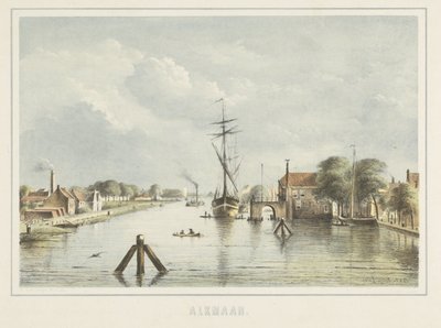 Gezicht op Alkmaar vanaf de Bierkade door Bernardus Gerardus ten Berge