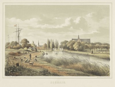 Gezicht op een rivier bij Alkmaar door Bernardus Gerardus ten Berge