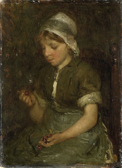 Meisje met Kersen door Bernardus Johannes Blommers